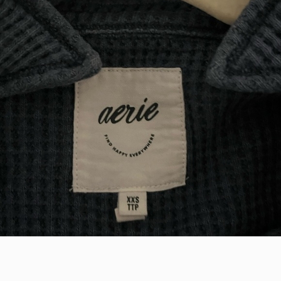 Aerie Waffle Shacket Lumberjane Button Down Shirt Oversized - Picture 3 of 3